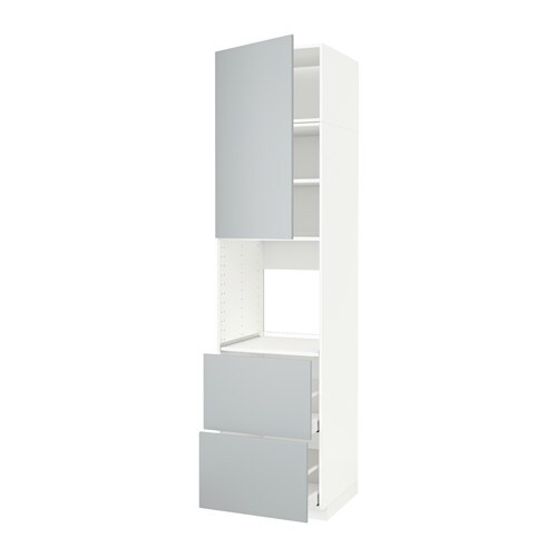 METOD / MAXIMERA Sza висота / двері / 2 ящики - білий / Veddinge сірий 60x60x240 см