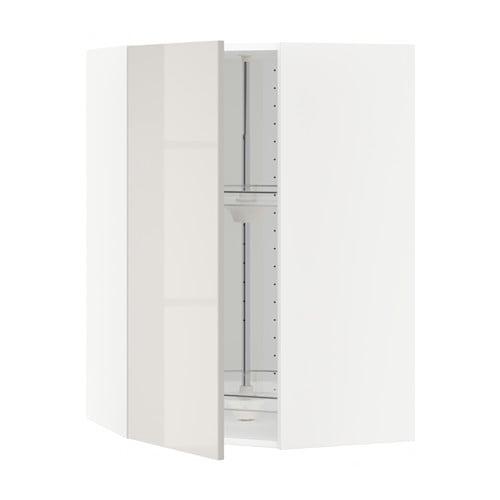 METOD Кутова навісна шафа з каруселлю - білий / Ringhult світло-сірий 68x100 см