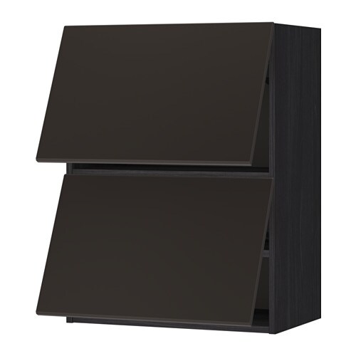 METOD Горизонтальний шафа з 2 відкритими дверцятами - чорний / Kungsbacka антрацит 60x80 см