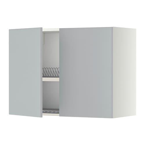 METOD Навісна шафа з дренажем / 2 дверцята - білий / Veddinge сірий 80x60 см