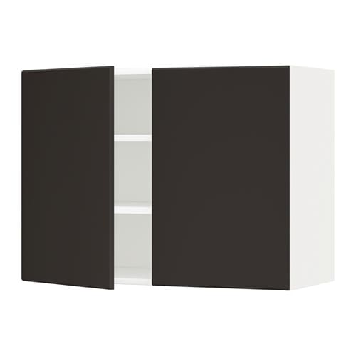 METOD Навісна шафа з полицями / 2 дверцята - білий / Kungsbacka антрацит 80x60 см