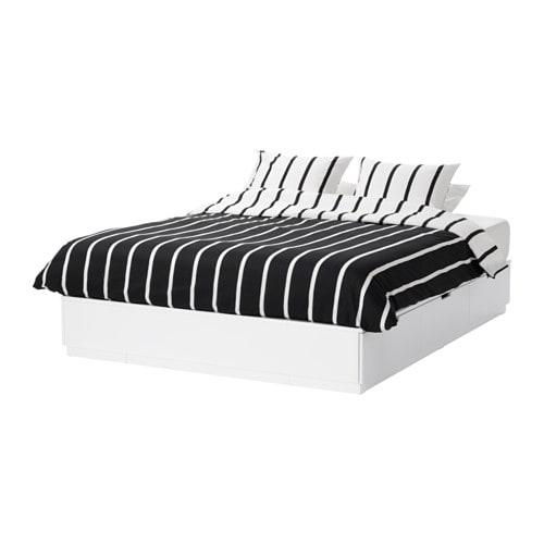 NORDLI Каркас ліжка з ящиками - білий, 160x200 см