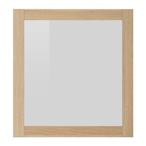 Скляні двері SINDVIK - білий вітраж з ефектом дуба / прозоре скло 60x64 см