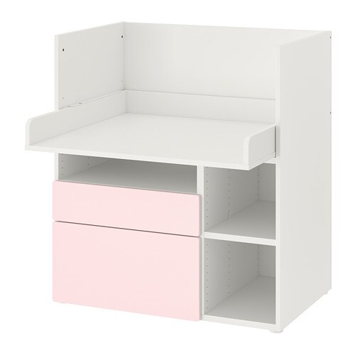 SMÅSTAD Письмовий стіл - білий ніжно-рожевий / з 2 ящиками 90x79x100 см
