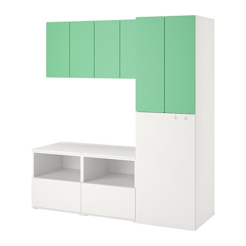Книжкова шафа SMÅSTAD - біло-зелений / висувний 180x57x196 см