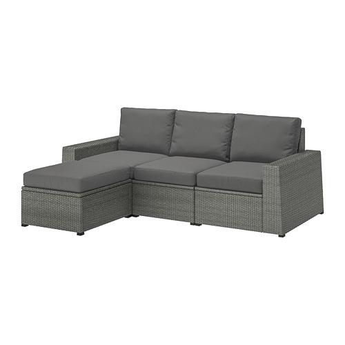 SOLLERÖN 3-місний модульний диван, відкритий - з підніжкою темно-сірий / Frösön / Duvholmen темно-сірий