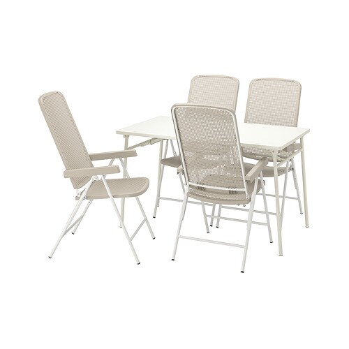 TORPARÖ Стіл + 4 розкладні стільці, зовні - білий/бежевий 130 см