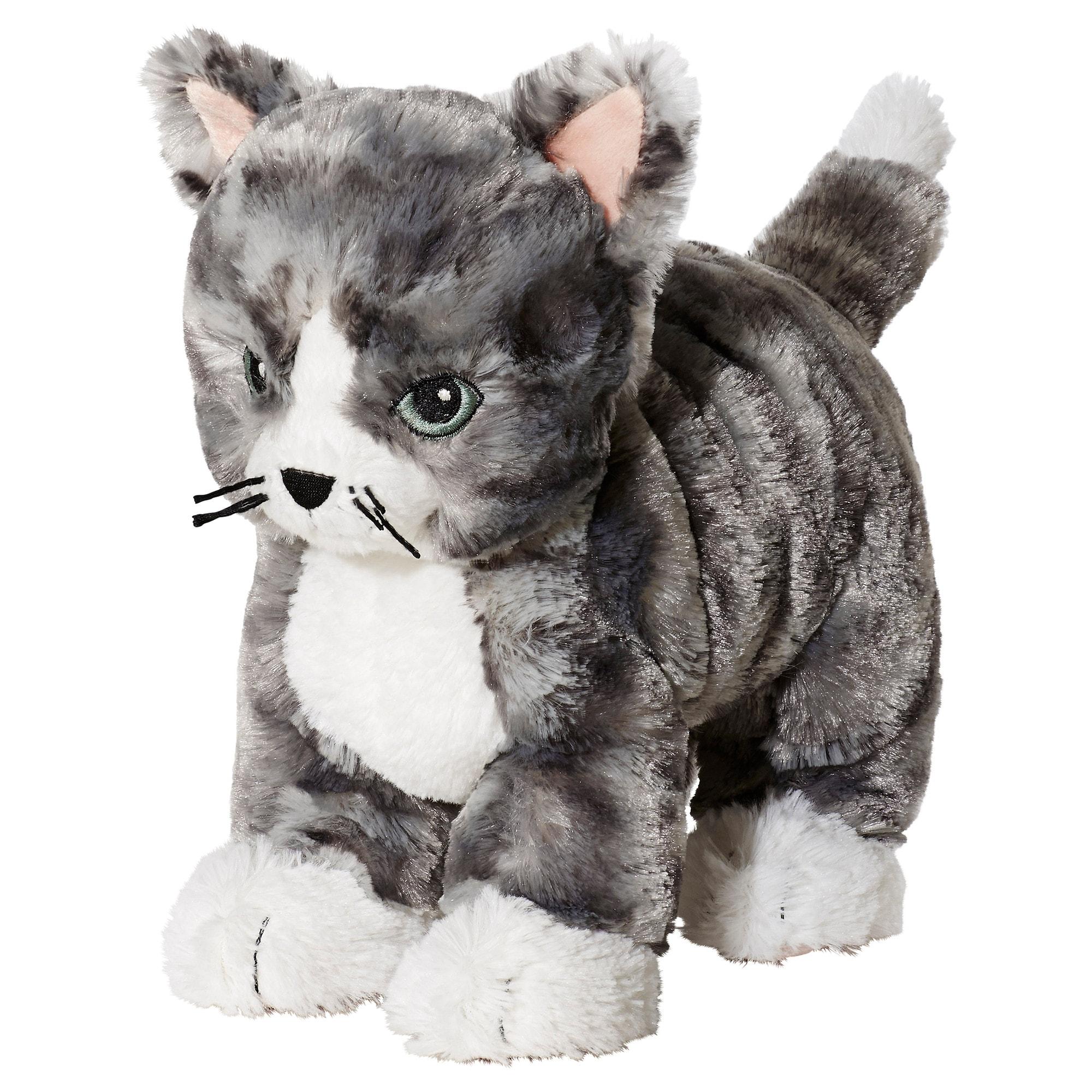 ИКЕА М'яка іграшка LILLEPLUTT - сірий / білий кіт, 002.604.51