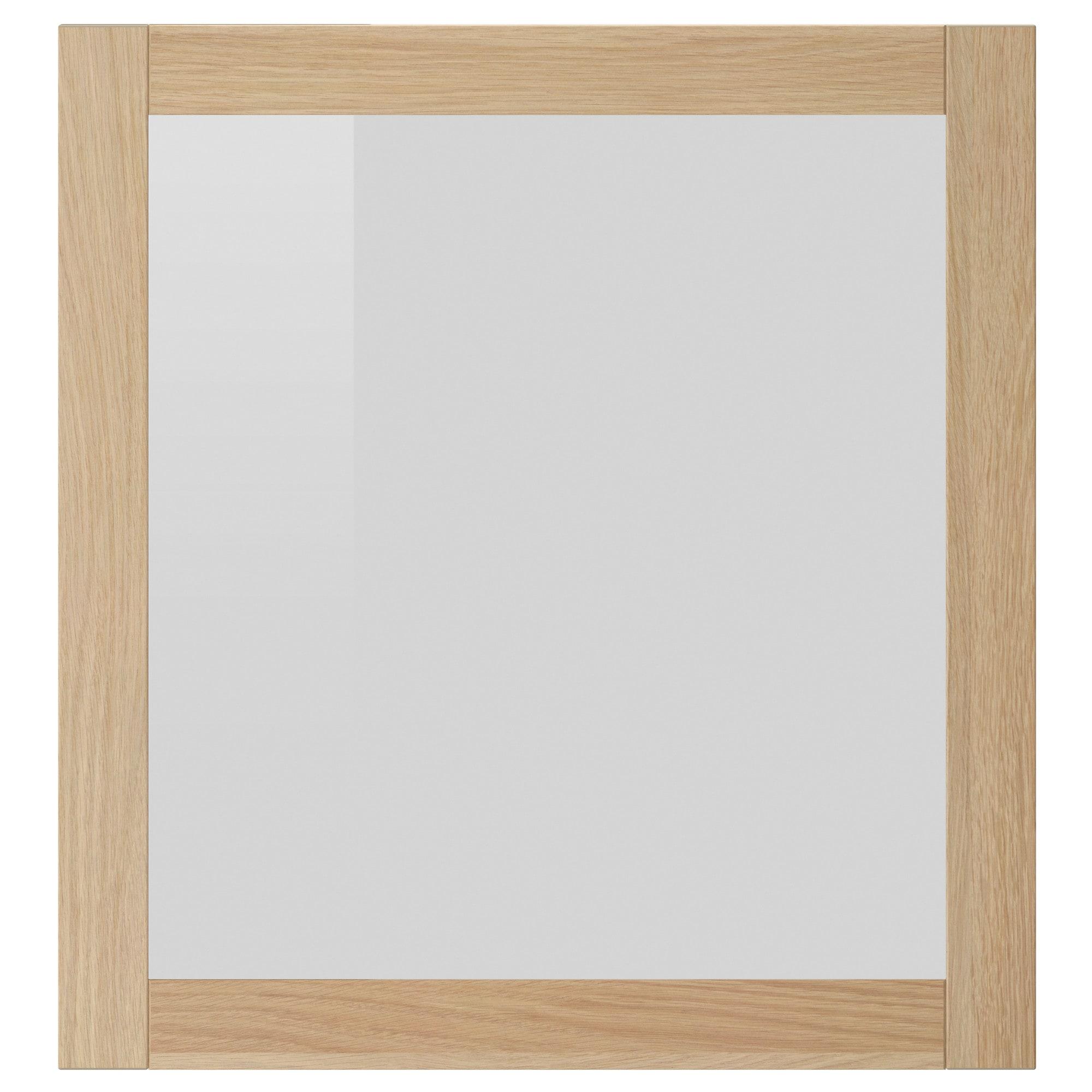 ИКЕА Скляні двері SINDVIK - білий вітраж з ефектом дуба / прозоре скло 60x64 см, 102.963.17