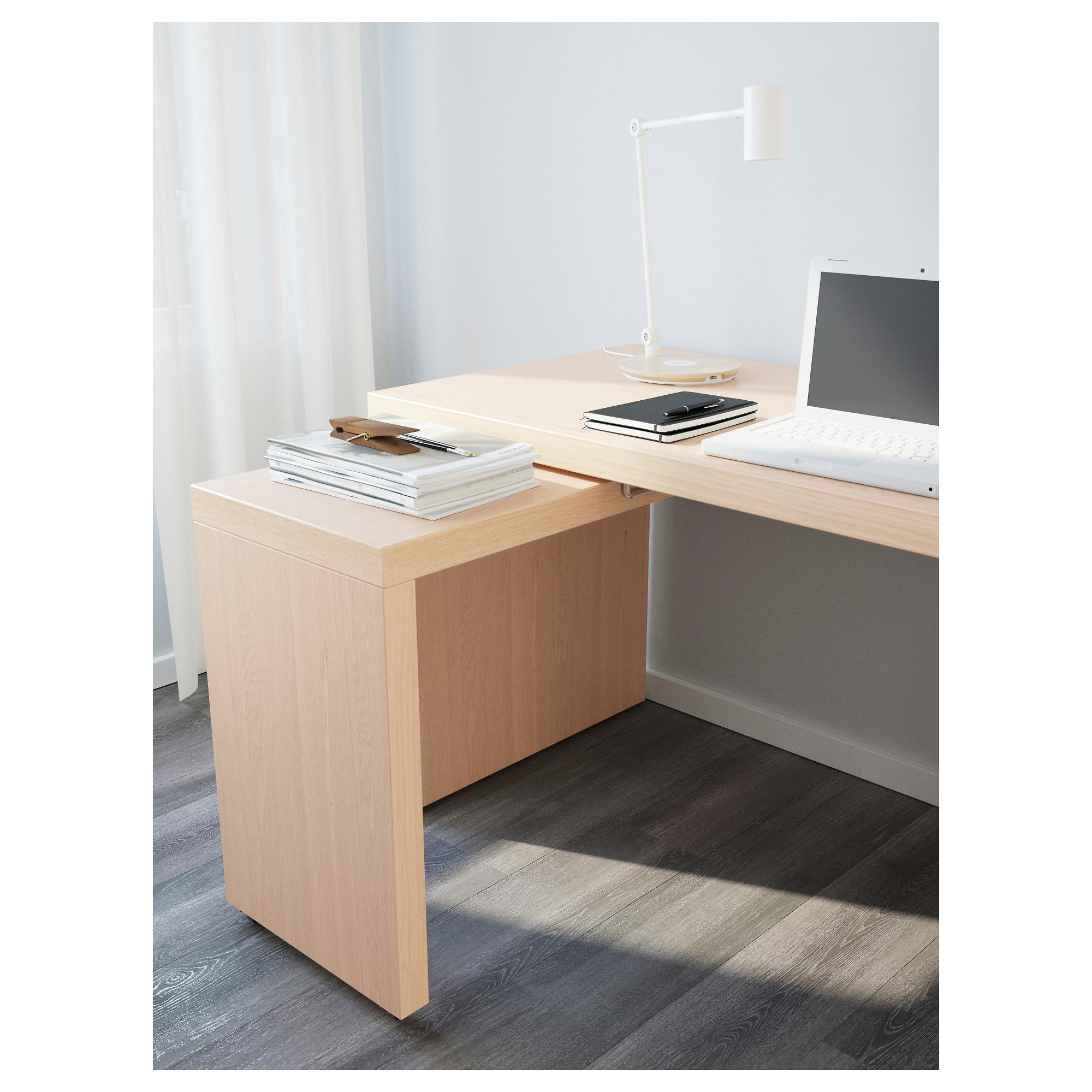 Malm МАЛЬМ письменный стол с выдвижной панелью, белый151x65 см