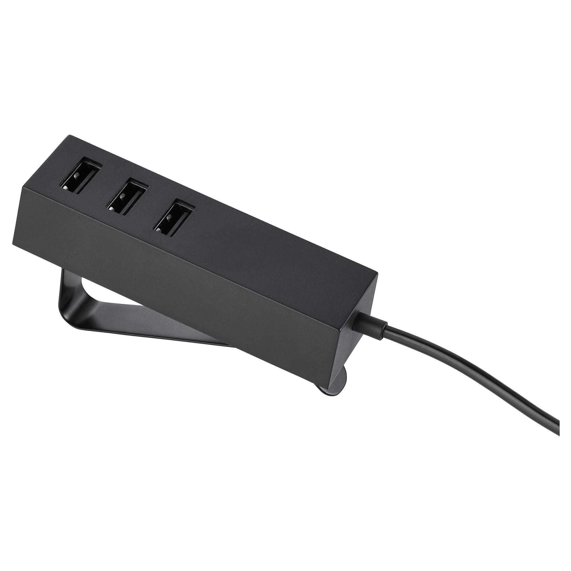 ИКЕА LÖRBY USB зарядний пристрій із затискачем - чорний, 103.819.66