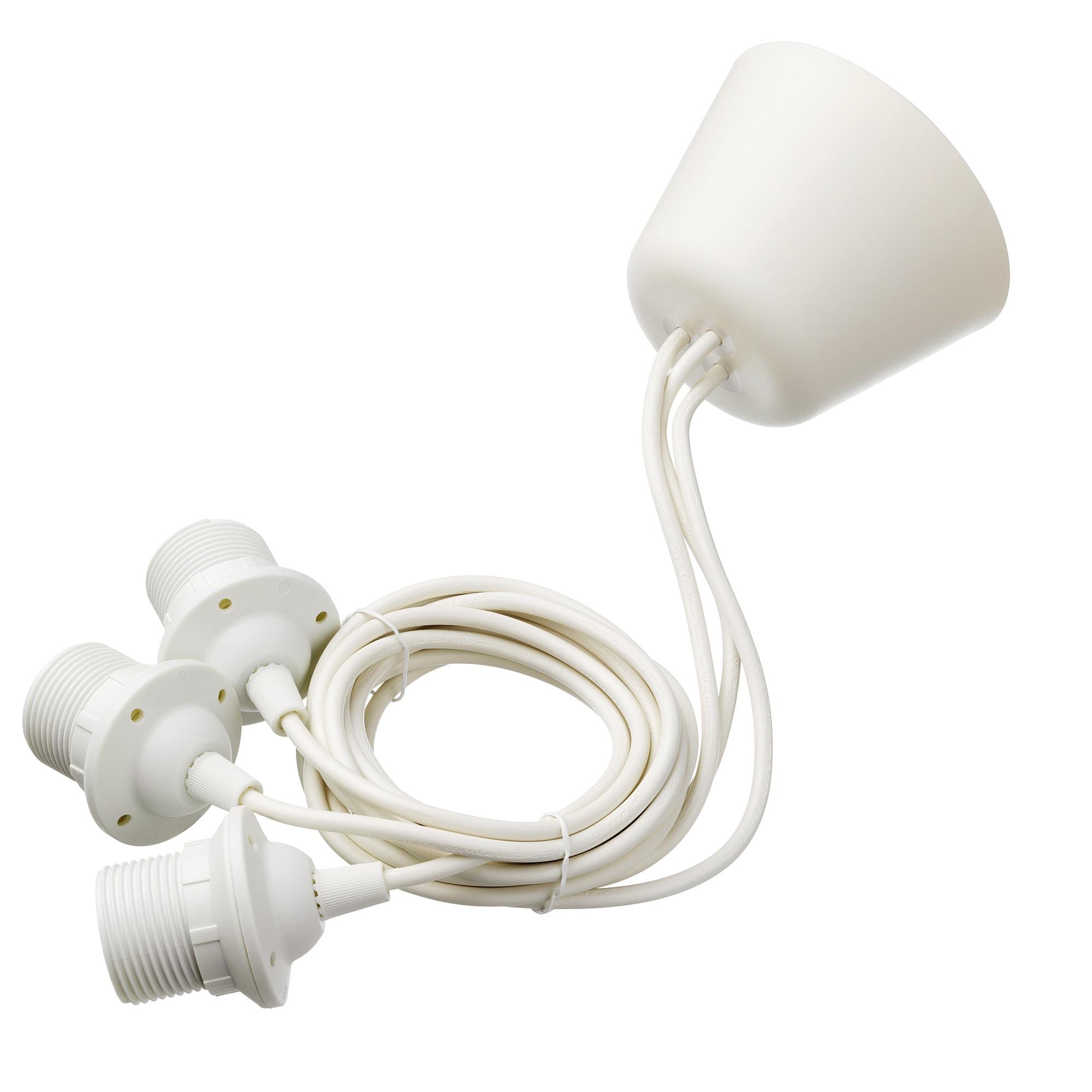 ИКЕА HEMMA Патрон лампи з потрійним кабелем - білий 1,8 м, 103.256.59