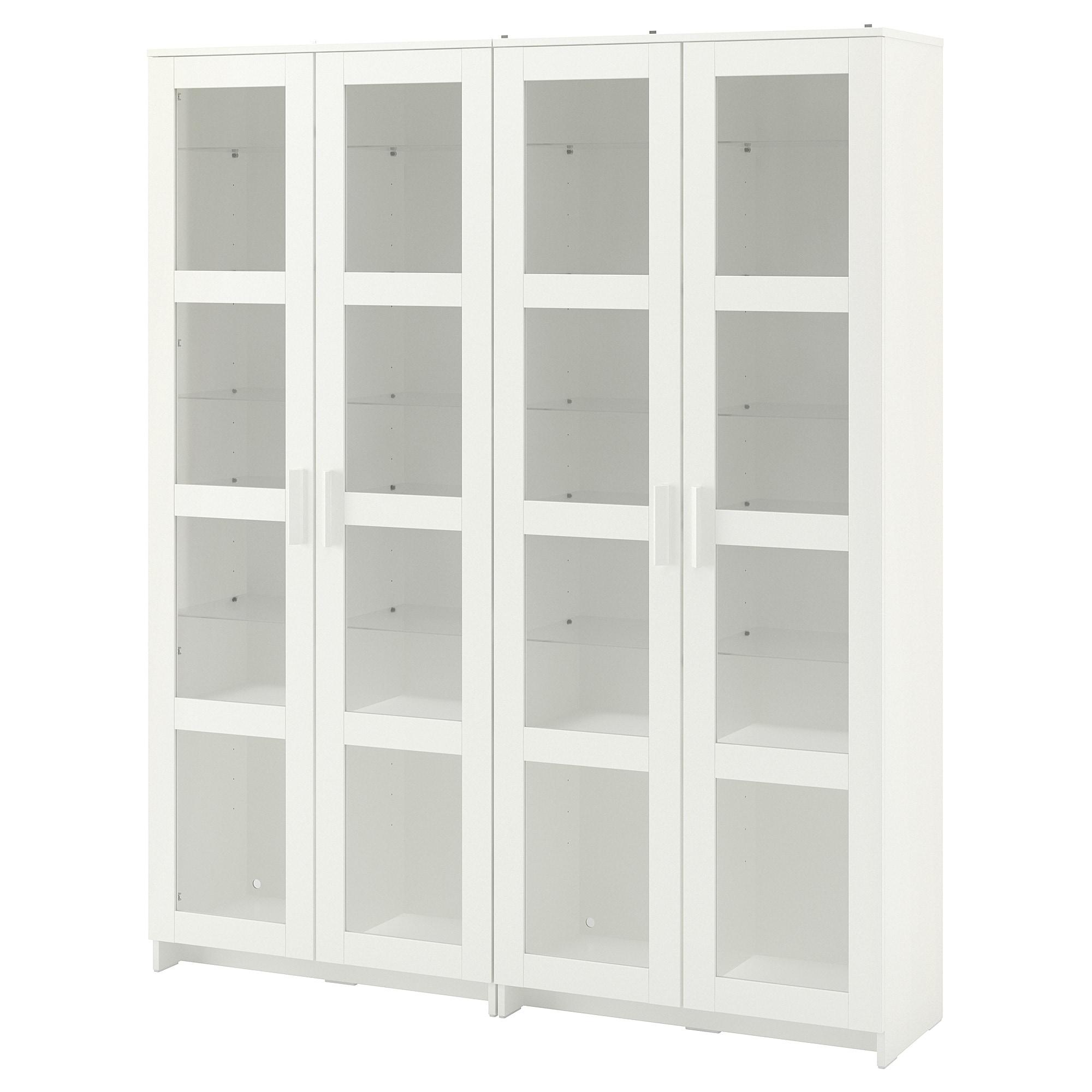 ИКЕА BRIMNES Книжкова шафа / скляні двері - білий 160x35x190 см, 492.782.37