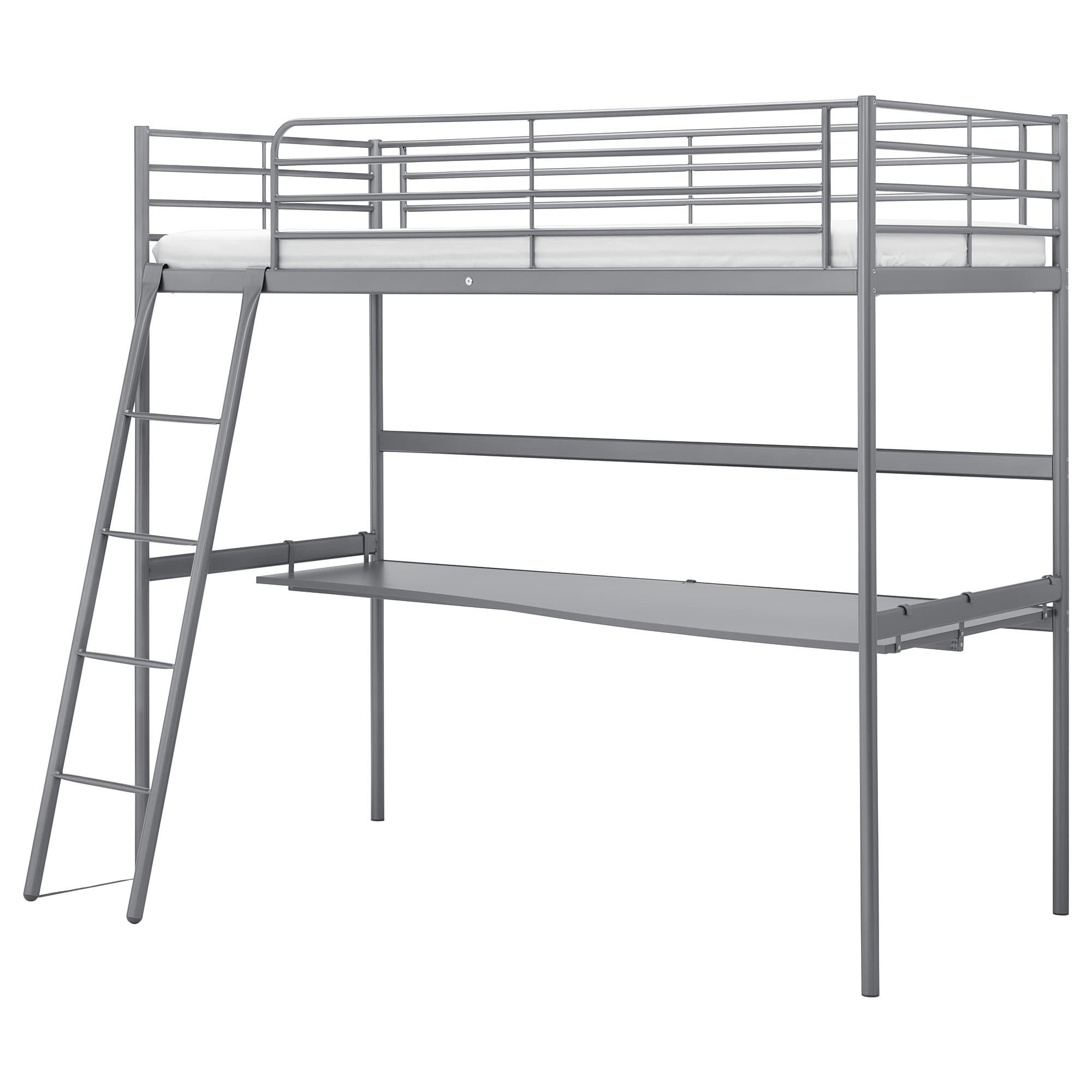 ИКЕА SVÄRTA Каркас ліжка-антресолі зі стільницею - срібло, 90x200 см, 591.512.71