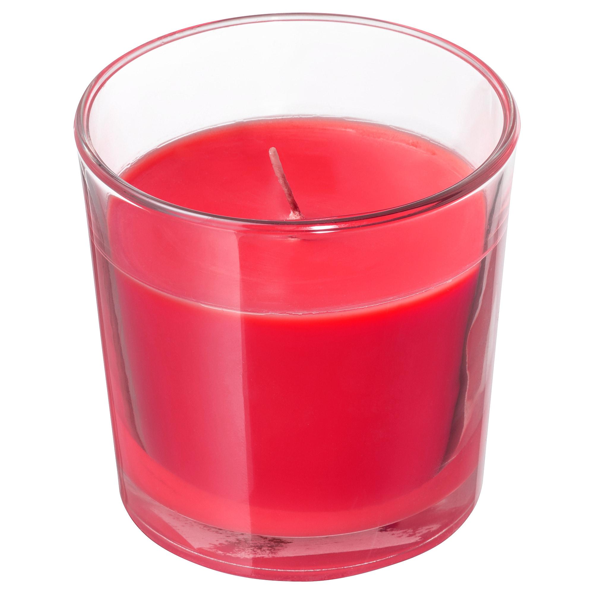 ИКЕА SINNLIG Ароматична свічка в склі - Червоні Ягоди / Червона 7,5 см, 403.373.97