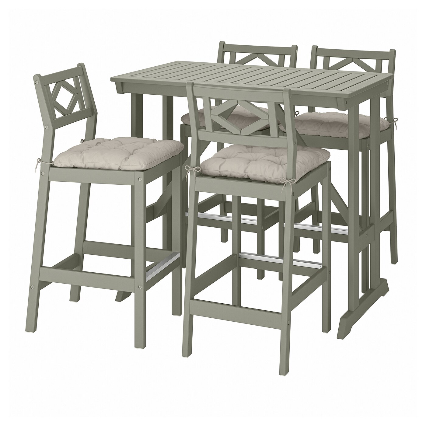 ИКЕА БОНДХОЛЬМЕН Барний стіл + 4 барних стільця - вітражний сірий / Куддар сірий, 094.129.78