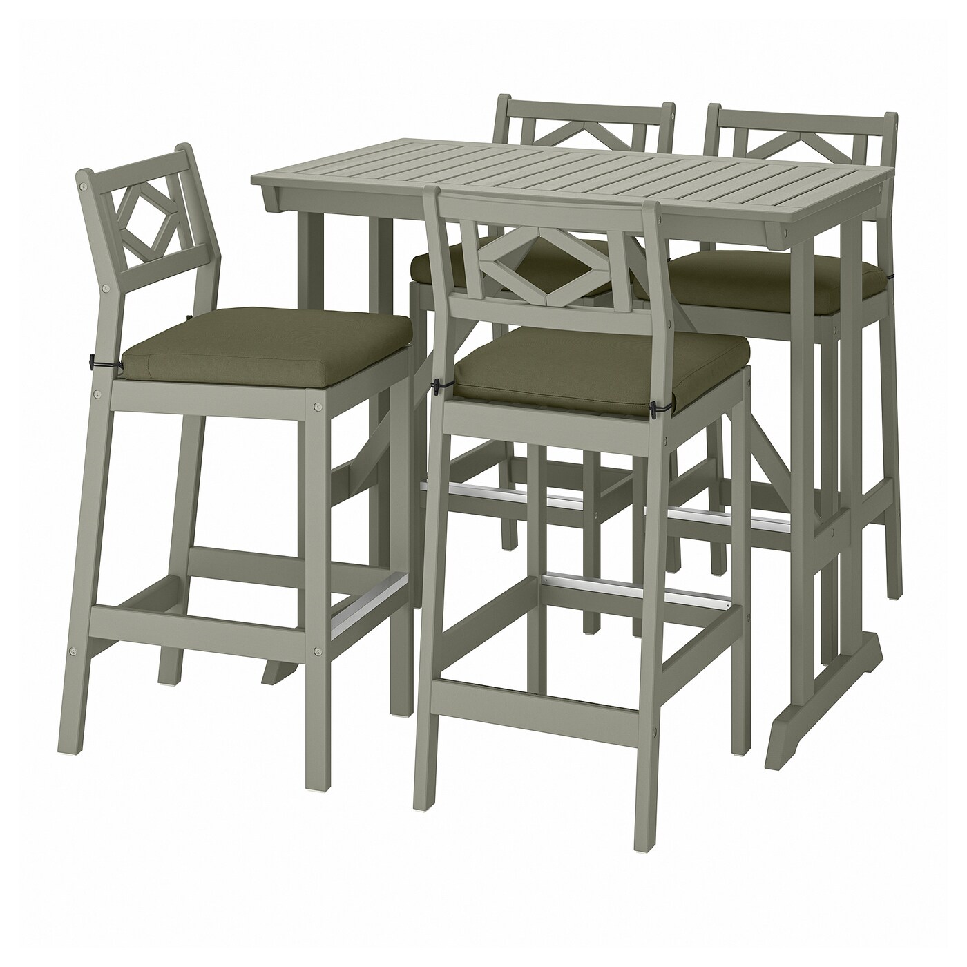 ИКЕА BONDHOLMEN Барний стіл + 4 барних стільця - сіра морилка / Frösön / Duvholmen темно бежево-зелений, 094.130.01