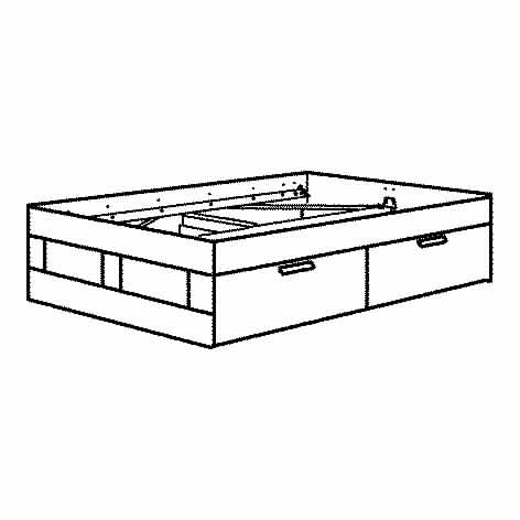 BRIMNES Каркас ліжка з ящиками - білий, 140x200 см