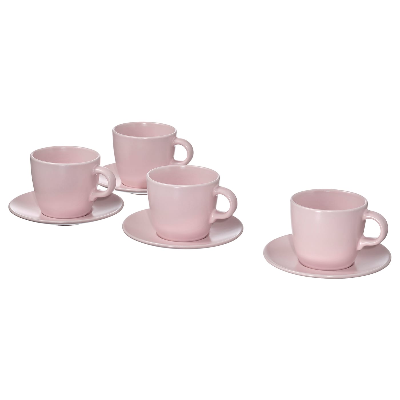 ИКЕА FÄRGKLAR Чашка з блюдцем - Матовий світло-рожевий 25 кл, 104.781.62