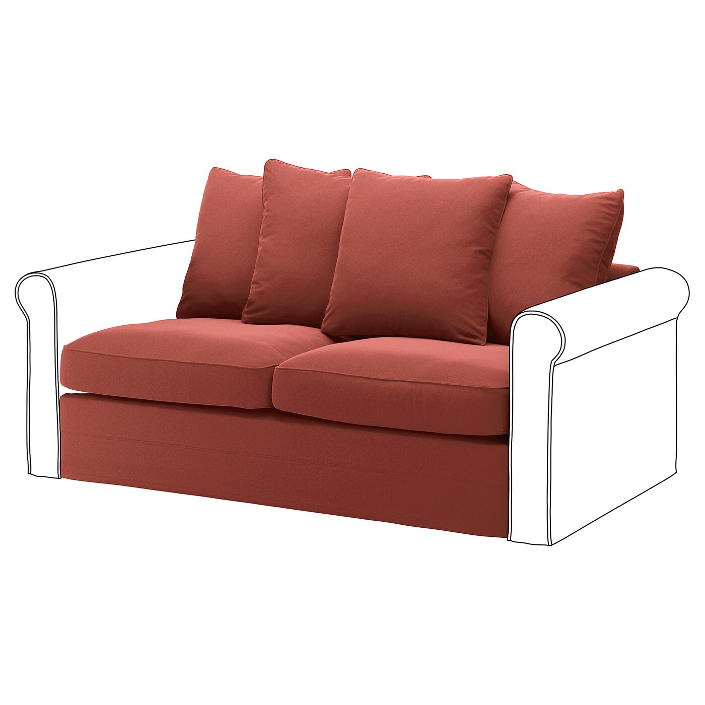 ИКЕА GRÖNLID Секція 2-місний диван-ліжко - Ljungen яскраво-червоний, 094.189.23