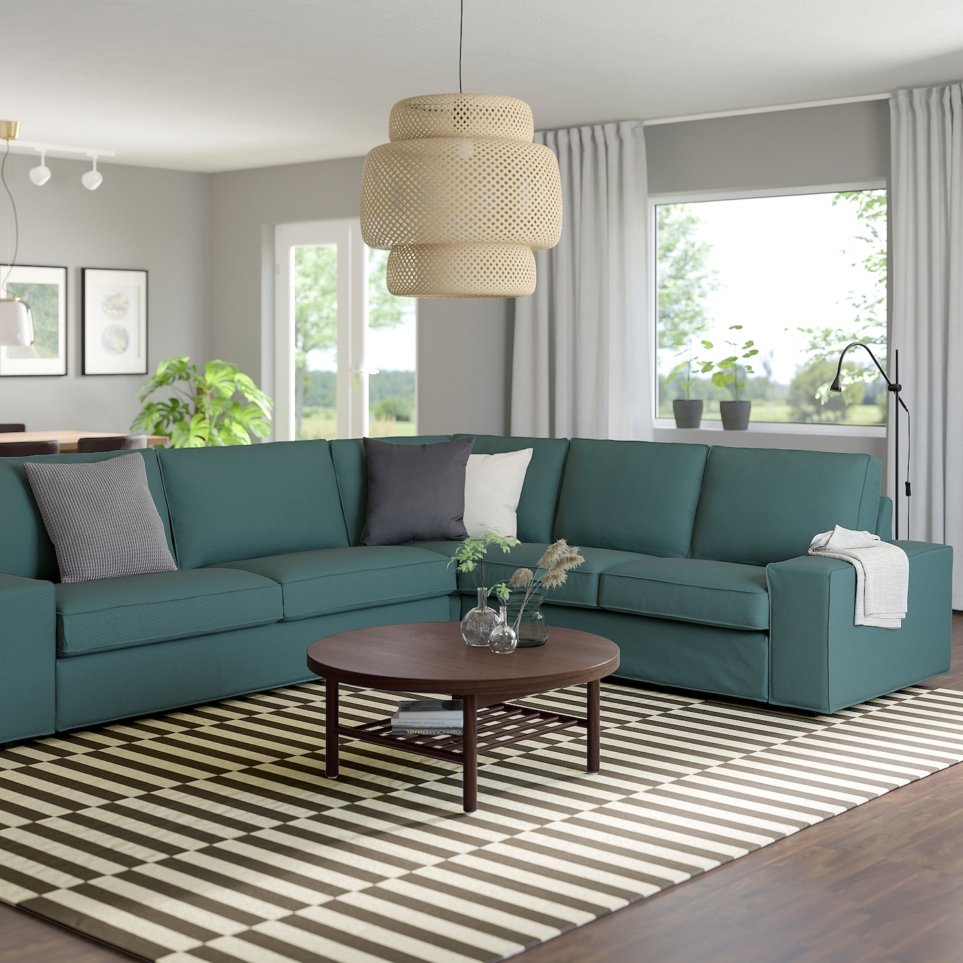 ИКЕА КИВІК Кутовий диван, 5-місний - Kelinge сіро-бірюзовий, 094.430.17