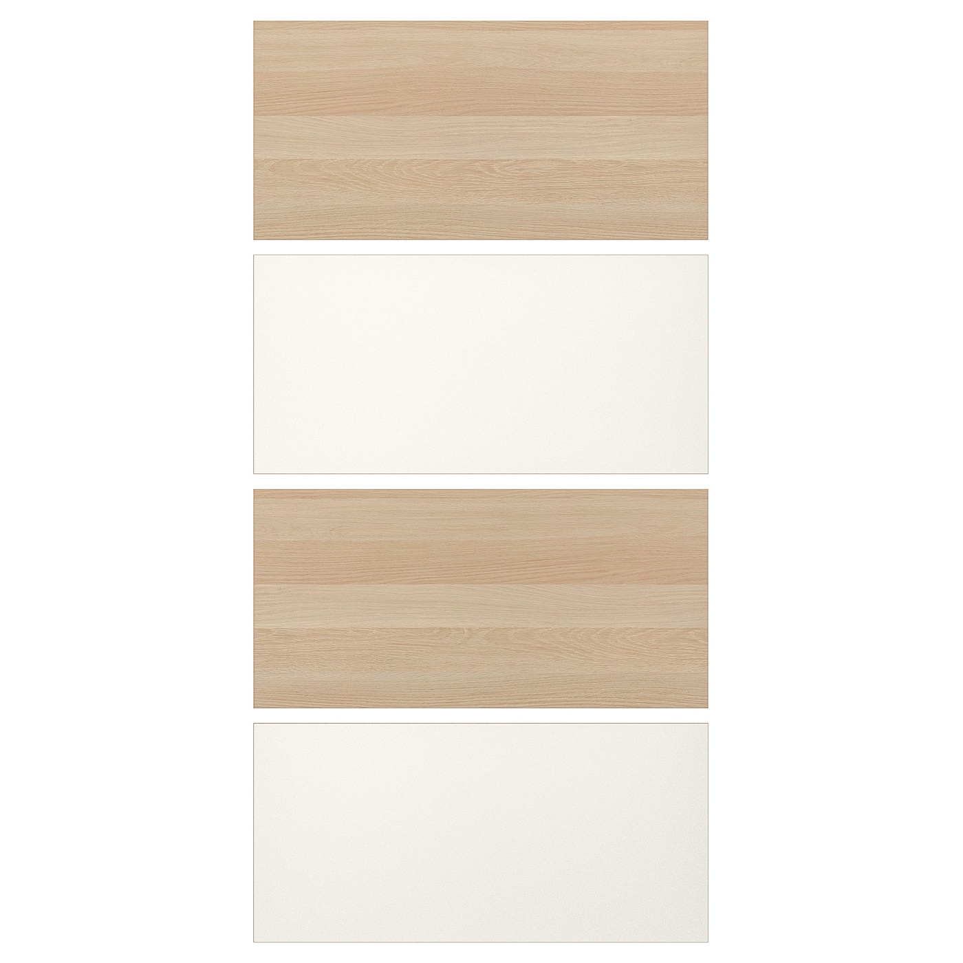 ИКЕА MEHAMN 4 панелі для коробки розсувних дверей - ефект білий вітражний дуб / білий 100x201 см, 004.211.85