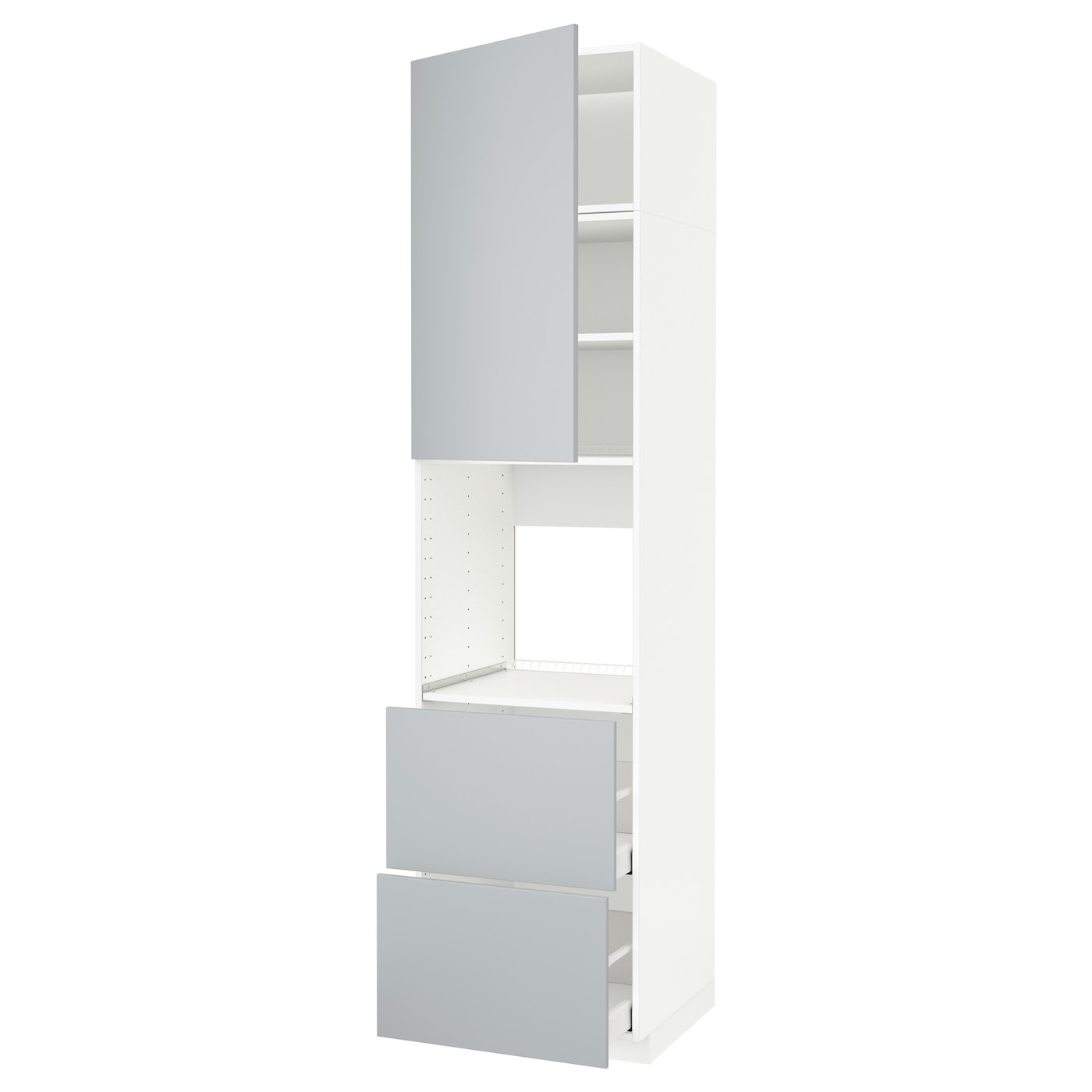 ИКЕА METOD / MAXIMERA Sza висота / двері / 2 ящики - білий / Veddinge сірий 60x60x240 см, 094.554.87