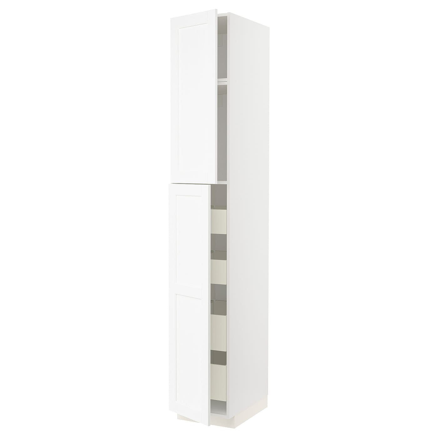 METOD / MAXIMERA Висока шафа з 2 дверцятами / 4 ящиками - білий Enköping / біла імітація дерева 40x60x240 см