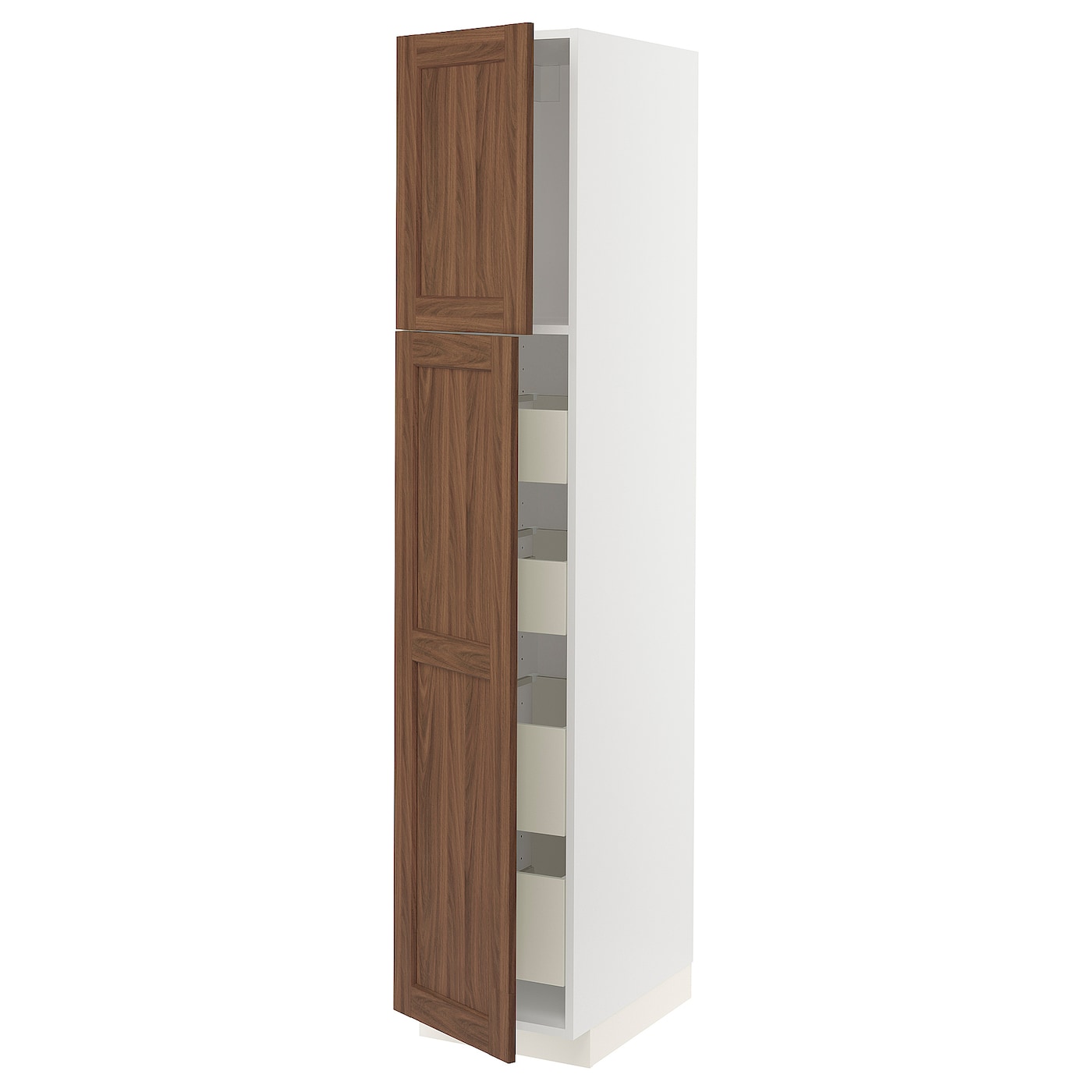 ИКЕА METOD / MAXIMERA Висока шафа з 2 дверцятами / 4 ящиками - білий Enköping / коричневий горіх 40x60x200 см, 094.752.11