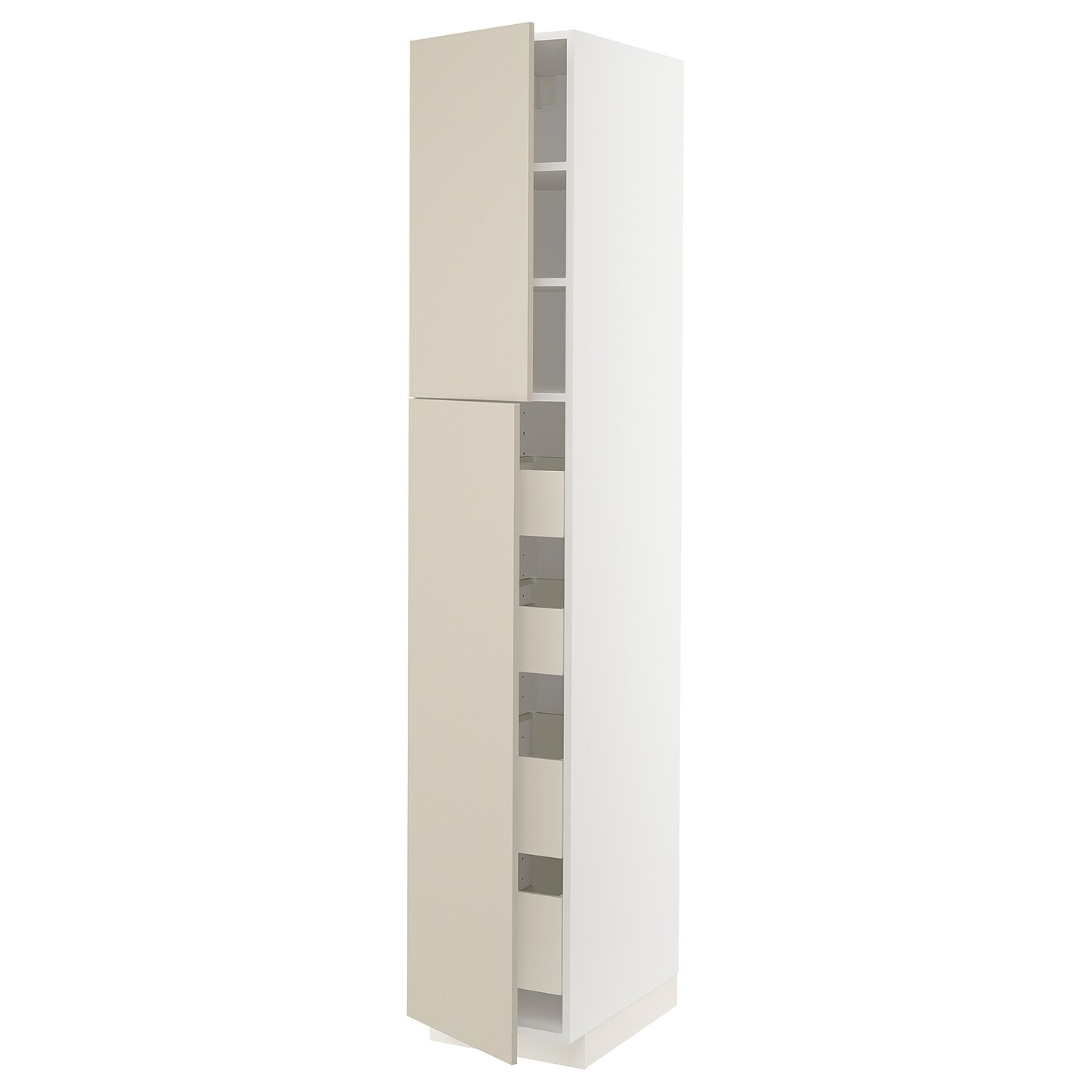 ИКЕА METOD / MAXIMERA Висока шафа з 2 дверцятами / 4 ящиками - білий / Havstorp бежевий 40x60x220 см, 094.608.46