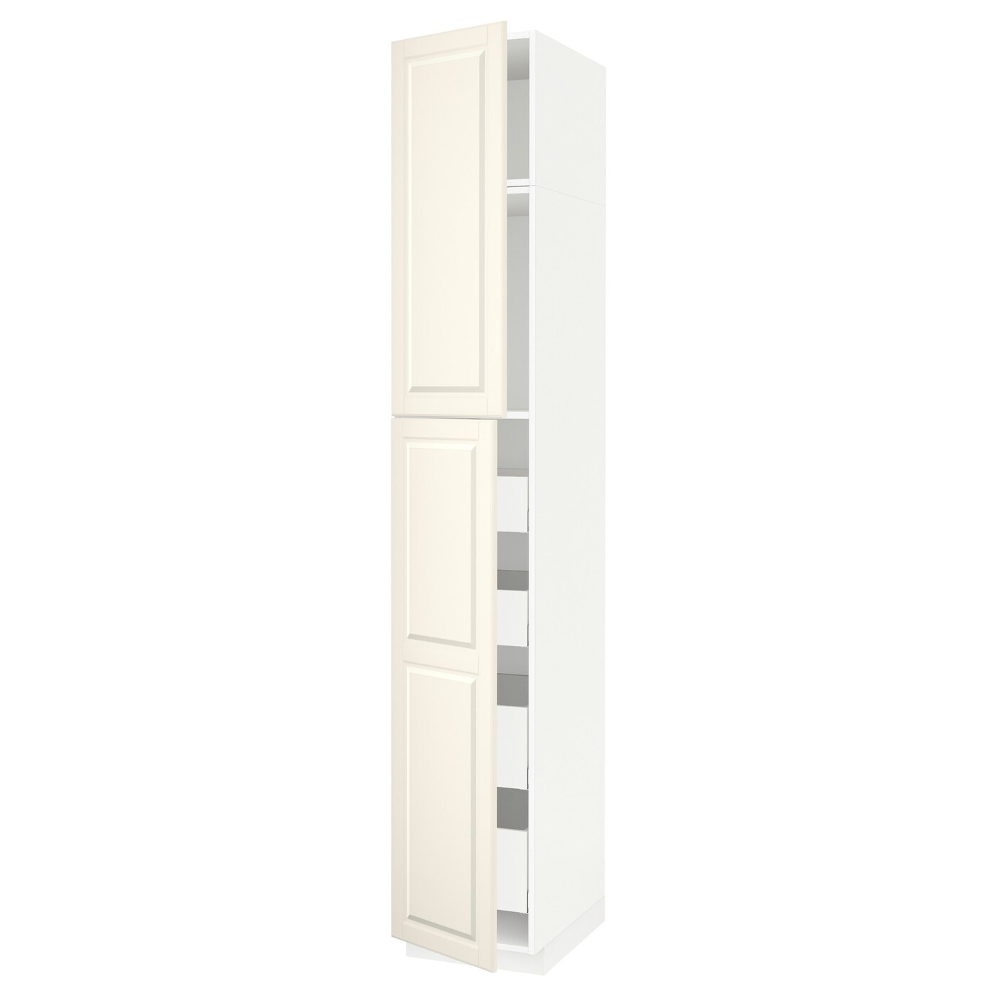 ИКЕА METOD / MAXIMERA Висока шафа з 2 дверцятами / 4 ящиками - білий / Кремовий корпус 40x60x240 см, 094.582.16