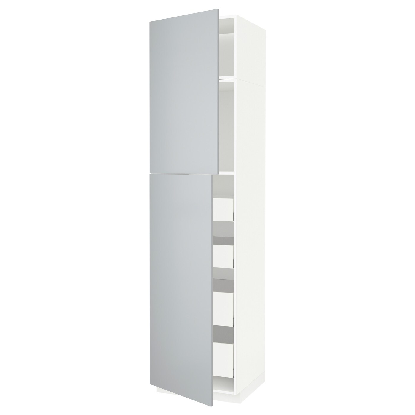 ИКЕА METOD / MAXIMERA Висока шафа з 2 дверцятами / 4 ящиками - білий / Veddinge сірий 60x60x240 см, 094.569.29