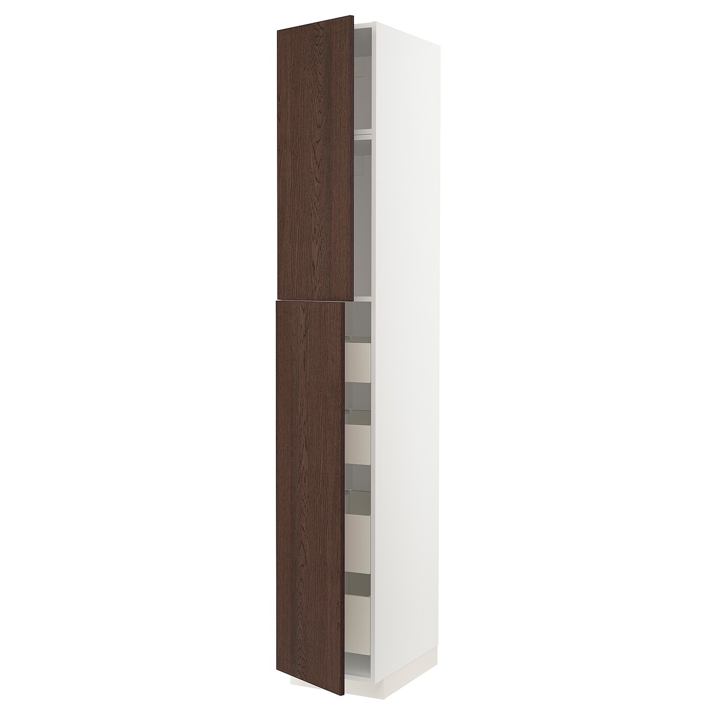 ИКЕА METOD / MAXIMERA Висока шафа з 2 дверцятами / 4 ящиками - білий / Sinarp коричневий 40x60x240 см, 094.545.72