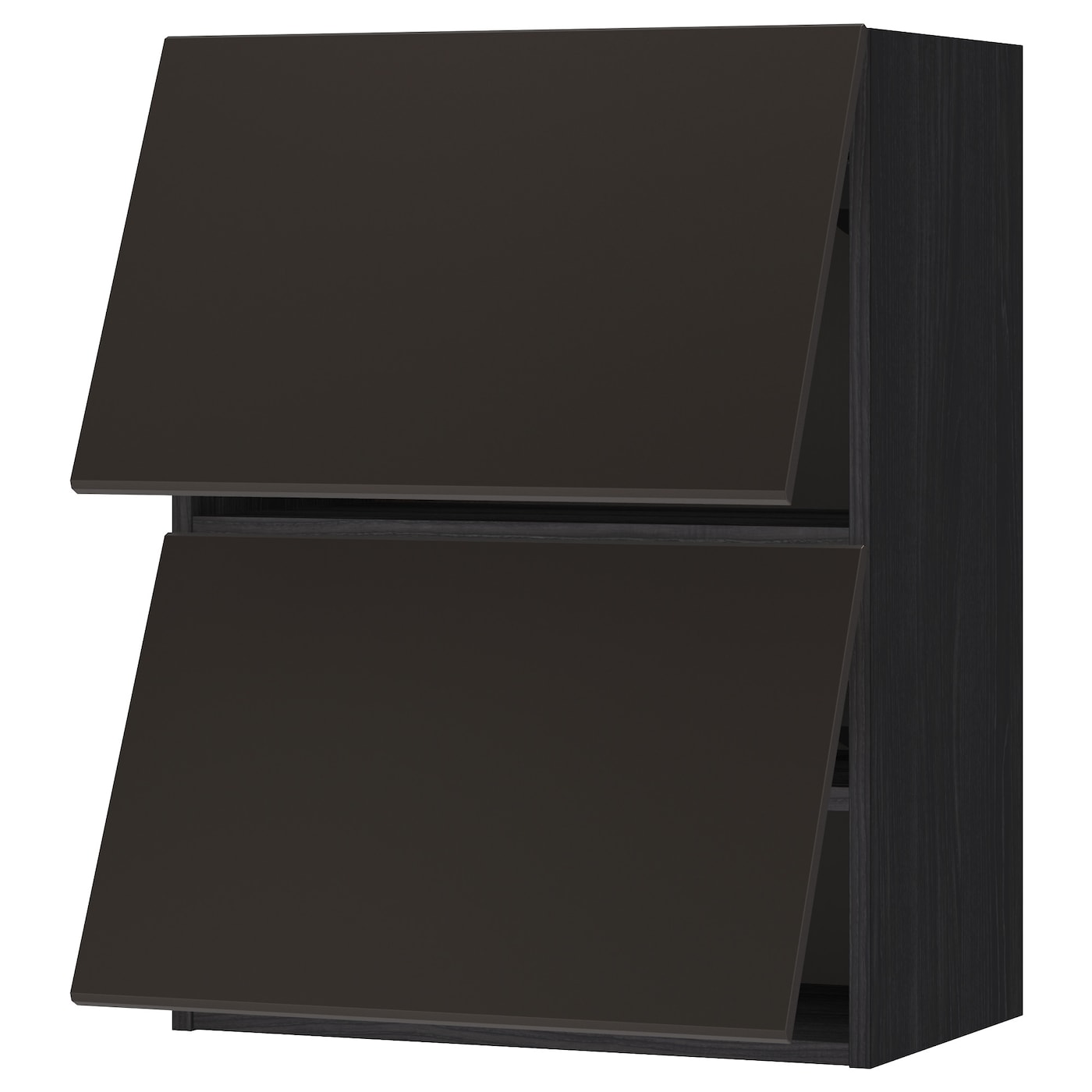 ИКЕА METOD Горизонтальний шафа з 2 відкритими дверцятами - чорний / Kungsbacka антрацит 60x80 см, 093.937.86
