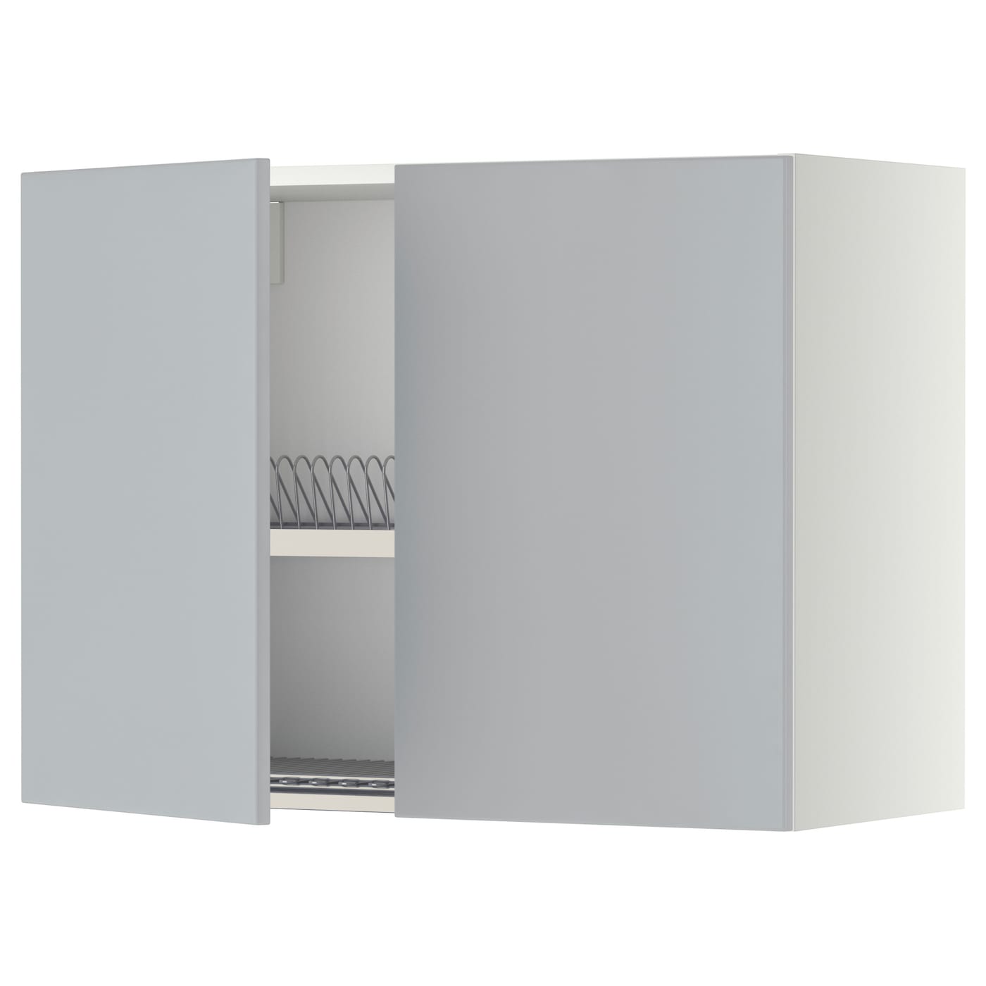 ИКЕА METOD Навісна шафа з дренажем / 2 дверцята - білий / Veddinge сірий 80x60 см, 094.652.26