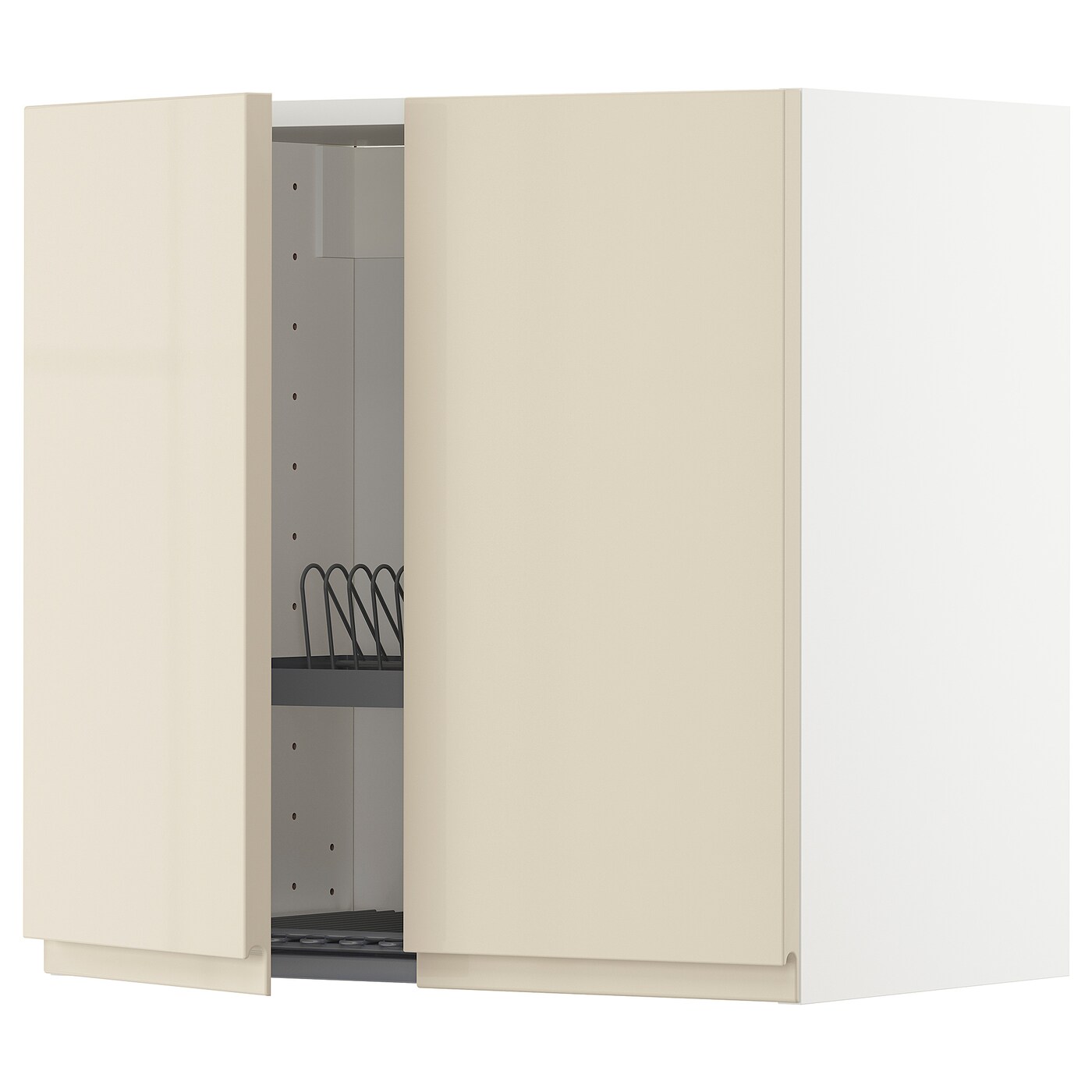 ИКЕА METOD Навісна шафа з дренажем / 2 дверцята - білий / Voxtorp глянсовий світло-бежевий 60x60 см, 094.609.26