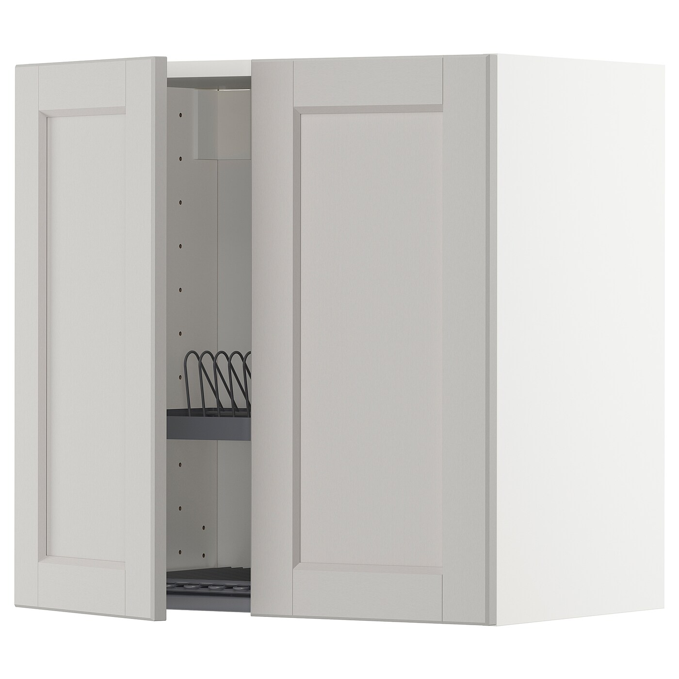 ИКЕА METOD Навісна шафа з дренажем / 2 дверцята - білий / Lerhyttan світло-сірий 60x60 см, 094.614.74