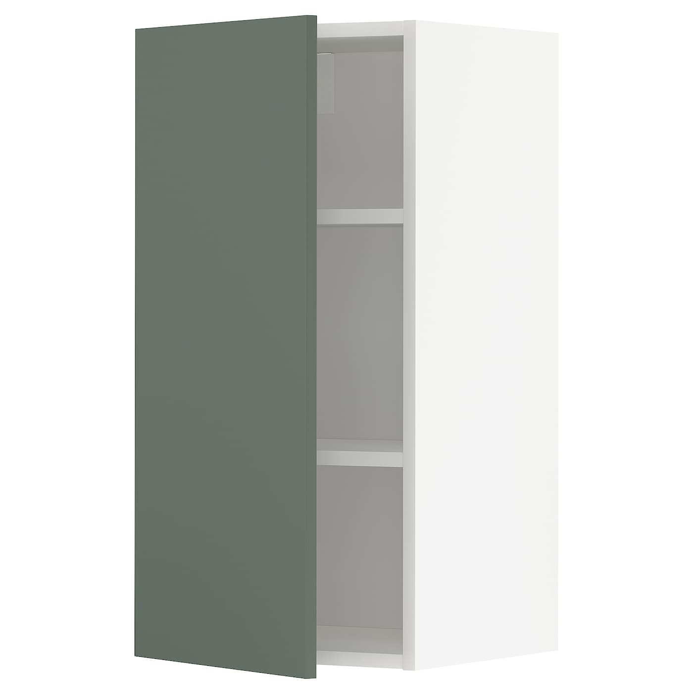 ИКЕА METOD Шафа настінна з полицями - білий / Bodarp сіро-зелений 40x80 см, 094.547.70