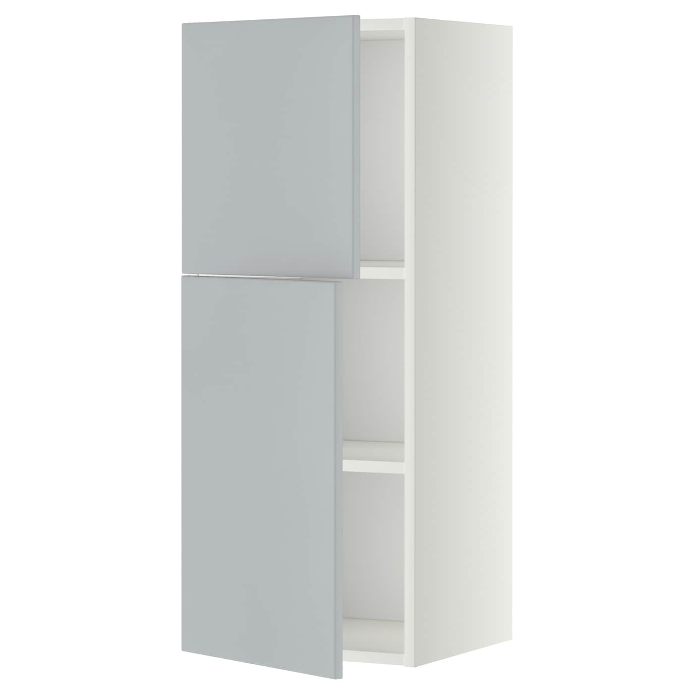 ИКЕА METOD Навісна шафа з полицями / 2 дверцята - білий / Veddinge сірий 40x100 см, 094.583.82