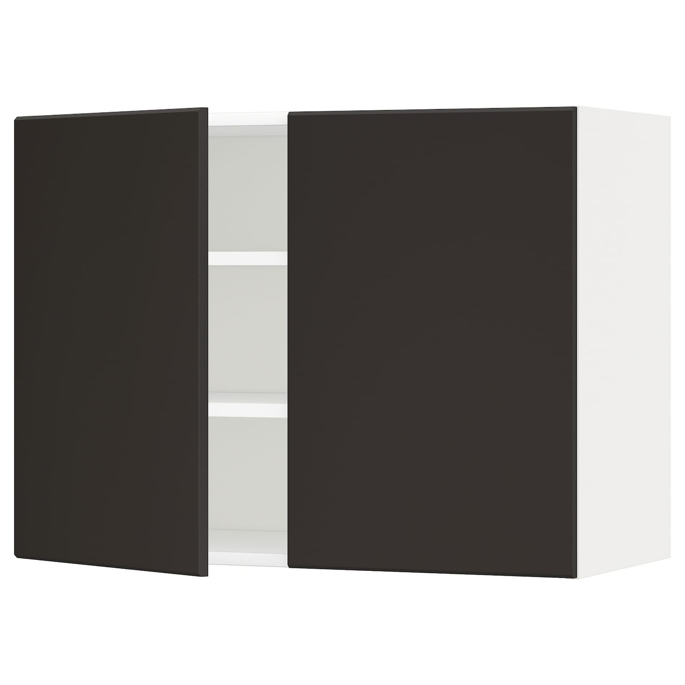 ИКЕА METOD Навісна шафа з полицями / 2 дверцята - білий / Kungsbacka антрацит 80x60 см, 094.589.28