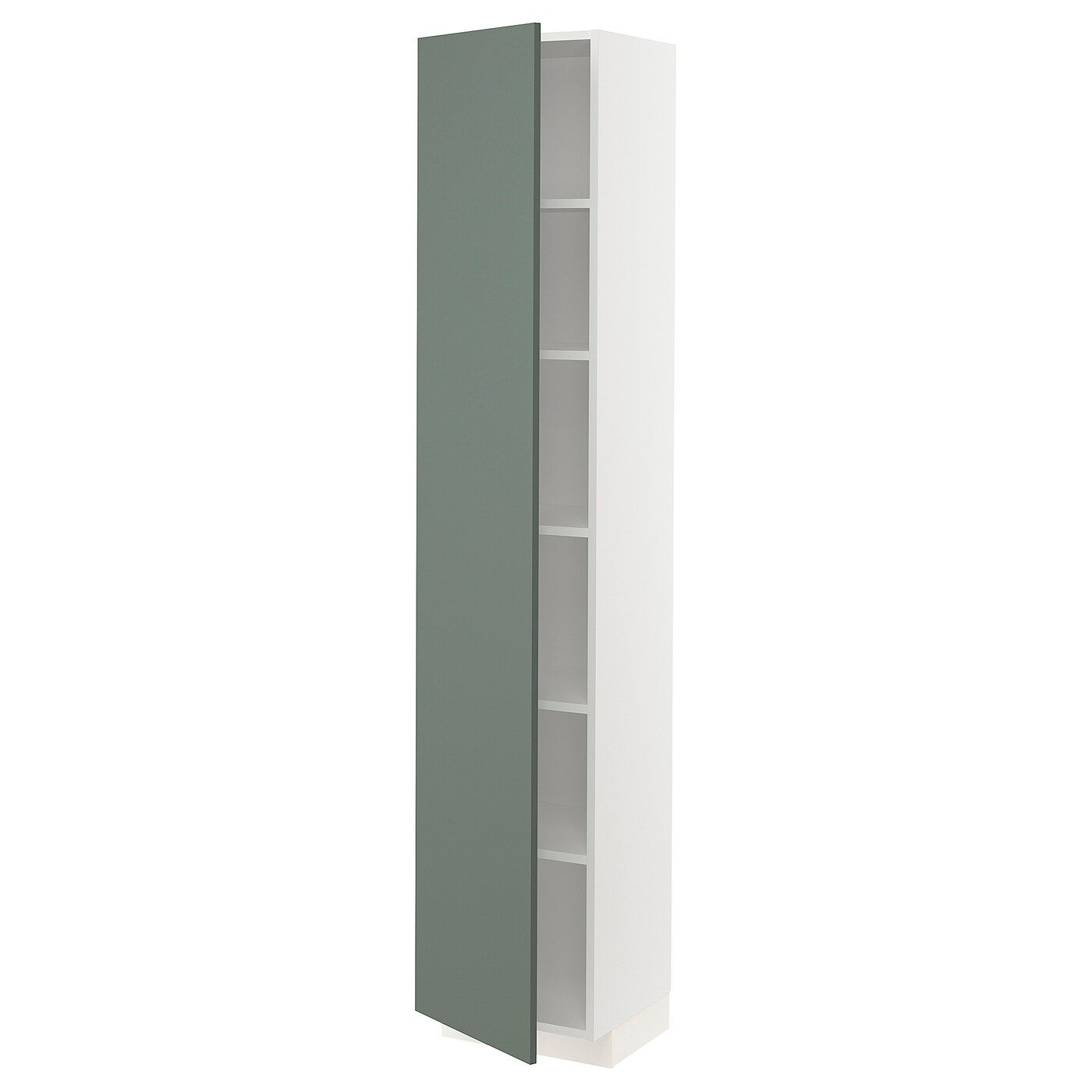 METOD Висока шафа / полиці - білий / Bodarp сіро-зелений 40x37x200 см