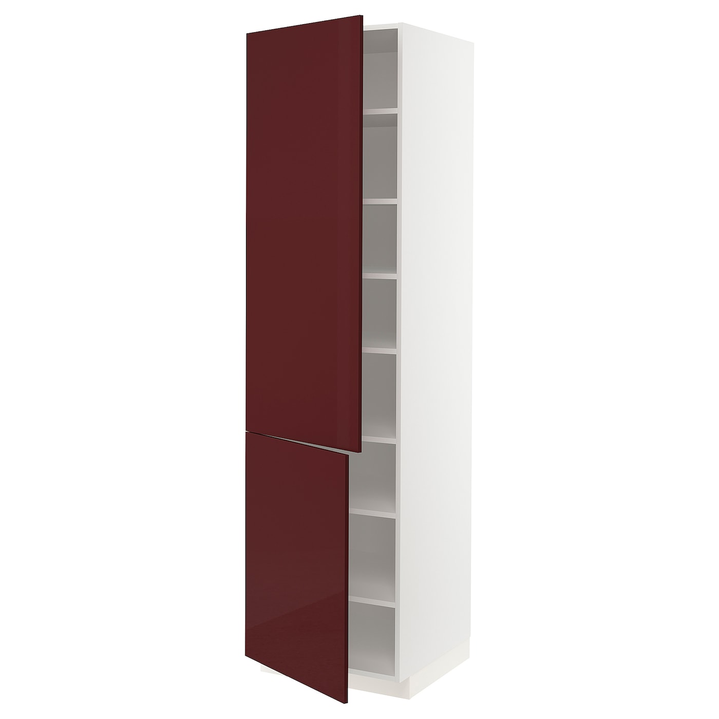 ИКЕА СПОСІБ Висока шафа з полицями / 2 дверцята - білий Kallarp / глянсовий червоно-коричневий 60x60x220 см, 094.706.85
