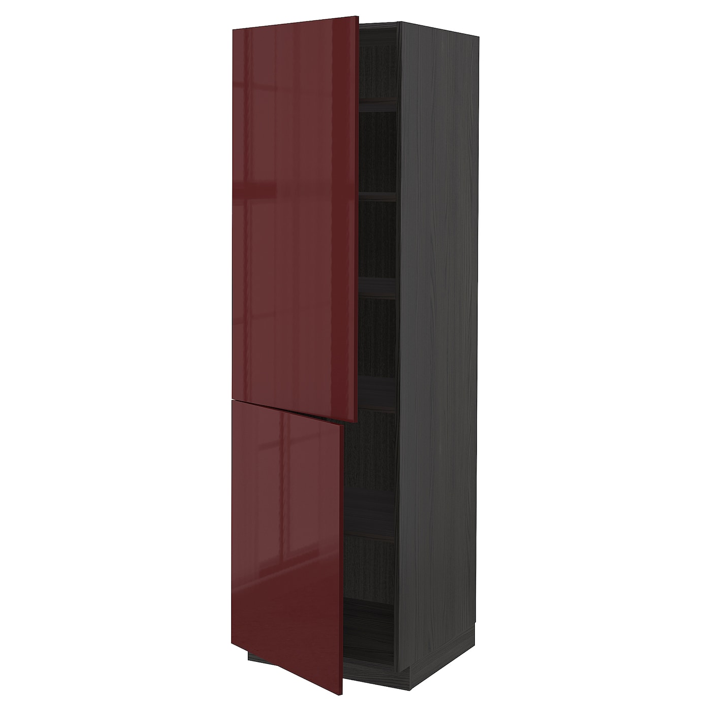 ИКЕА METOD Висока шафа з полицями / 2 двері - чорний Kallarp / глянцевий червоно-коричневий 60x60x200 см, 094.622.75