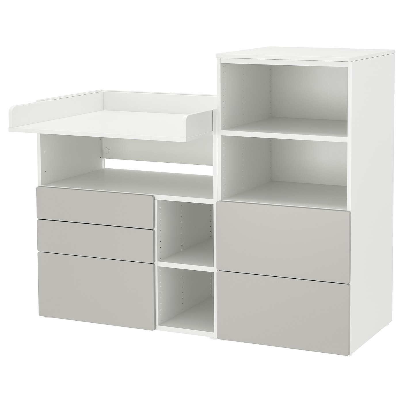 SMÅSTAD / PLATSA Пеленальний столик - біло-сірий / з книжковою шафою 150x79x123 см