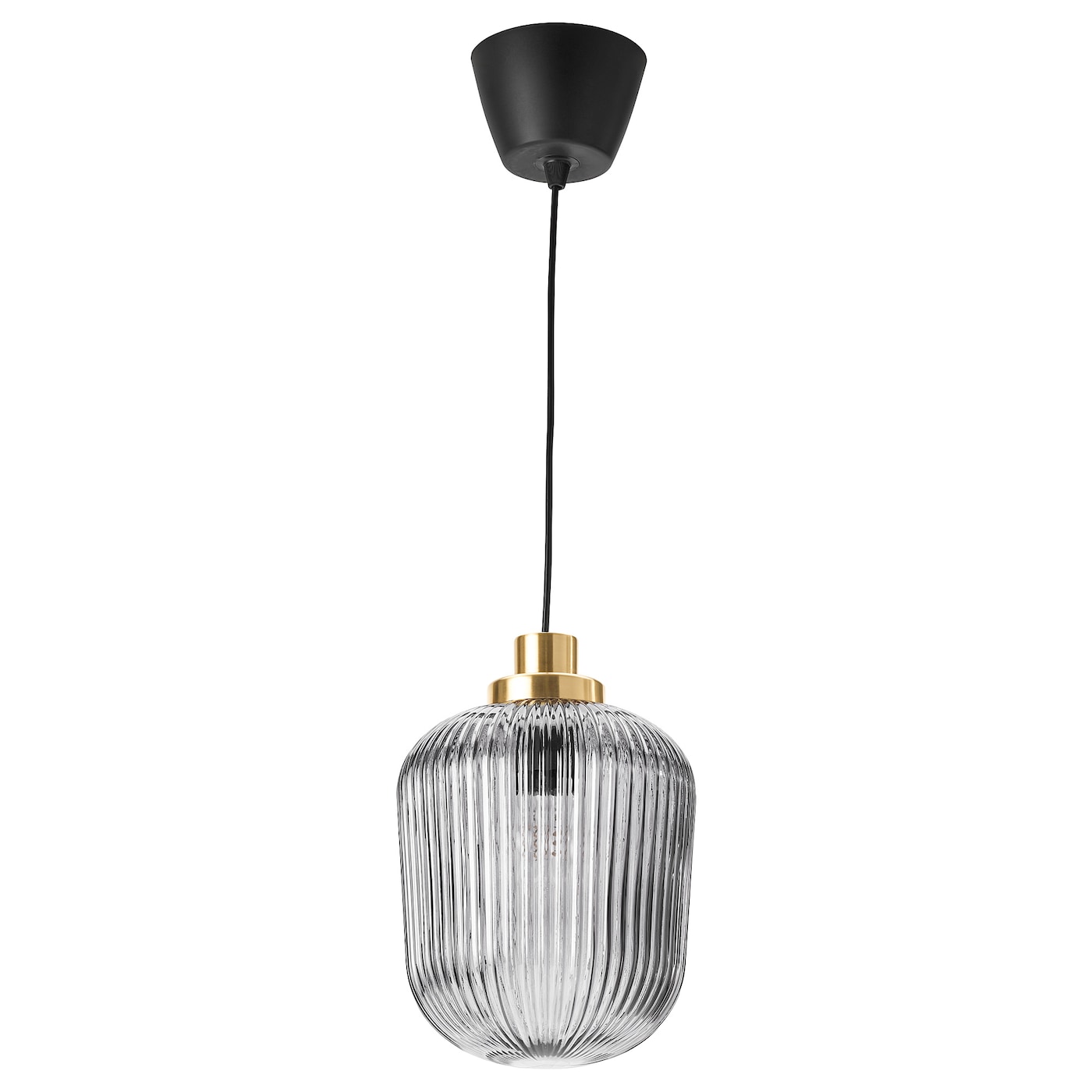 ИКЕА SOLKLINT Підвісна лампа - латунь / сіре прозоре скло 22 см, 104.307.78