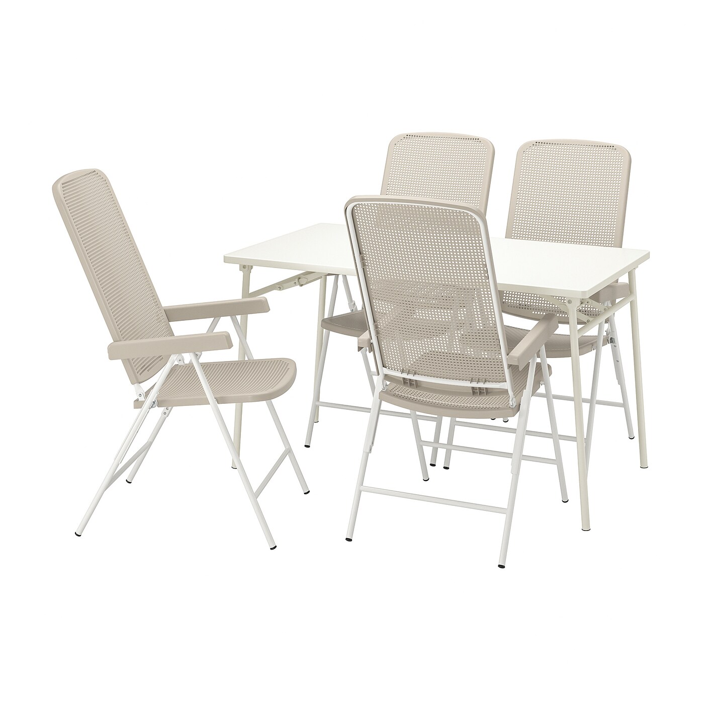 ИКЕА TORPARÖ Стіл + 4 розкладні стільці, зовні - білий/бежевий 130 см, 094.136.71