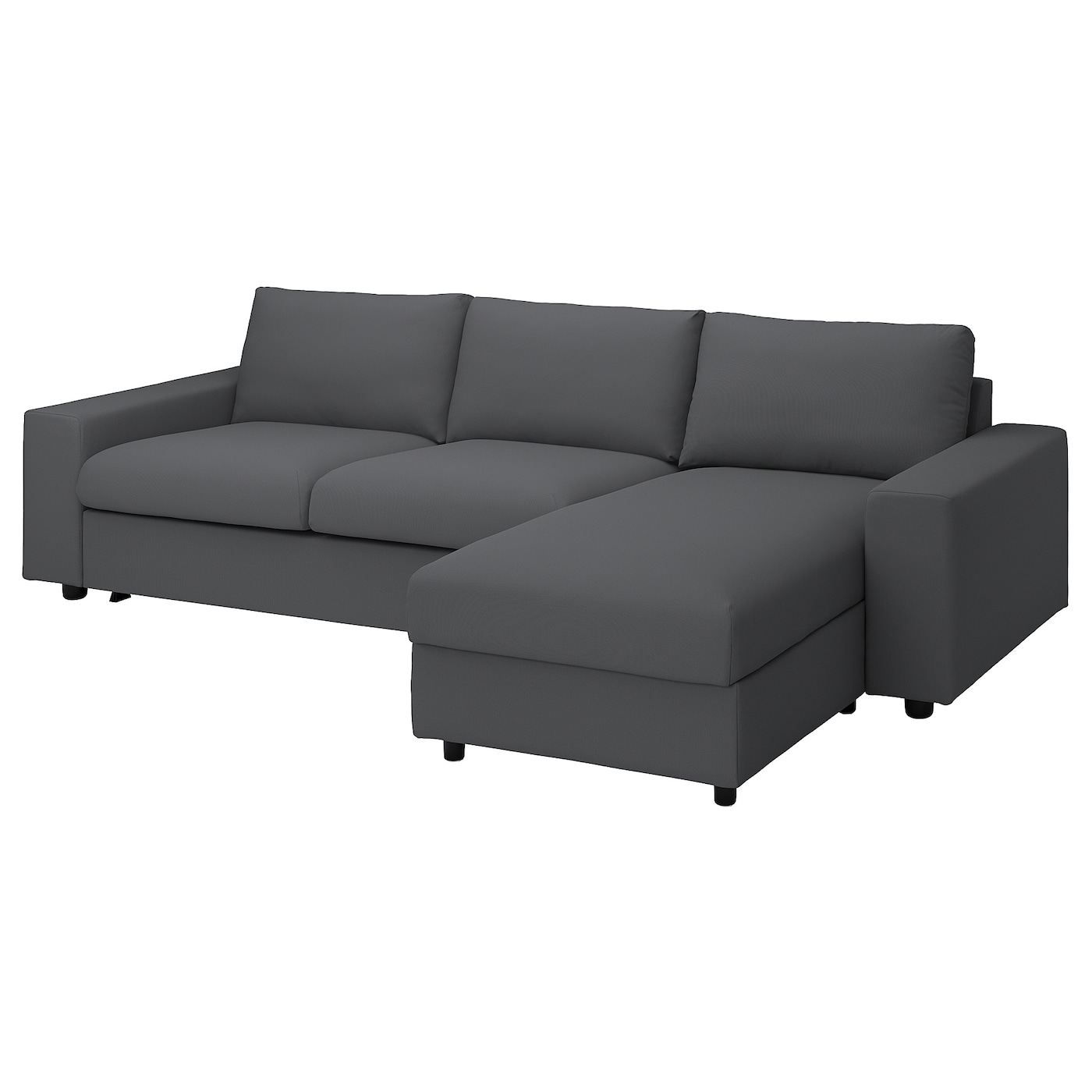 ИКЕА VIMLE 3-місний диван з шезлонгом - з широкими підлокітниками / Hallarp сірий, 094.190.55